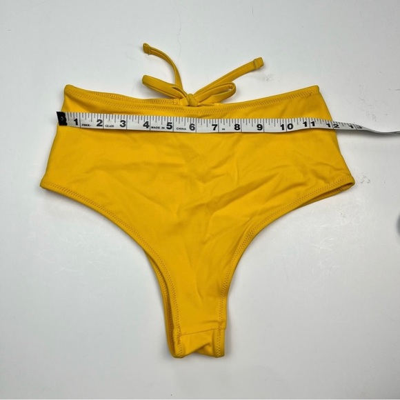 SOLID & STRIPED Golden Yellow High Waisted/Leg Bow Cutout Swim Bikini Bottoms S - Picture 3 of 4